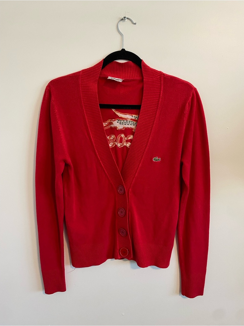 Rare Vintage Lacoste Cardigan Red Sz S Womens
(Sep A-1)